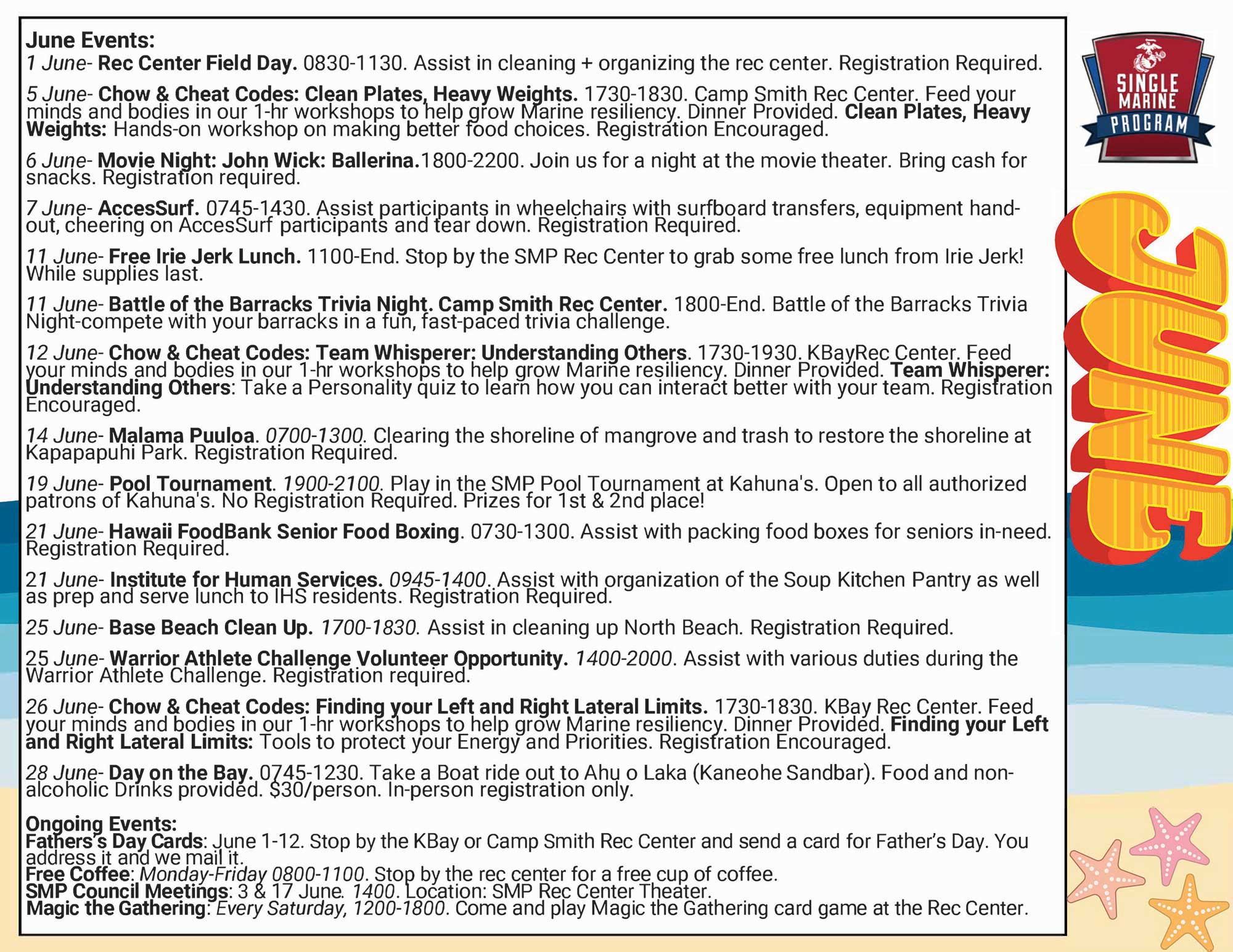 SMSP May Calendar